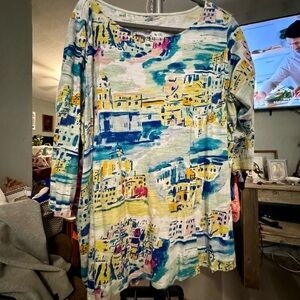 Kim Rogers Multicolor Abstract Long Sleeve Top